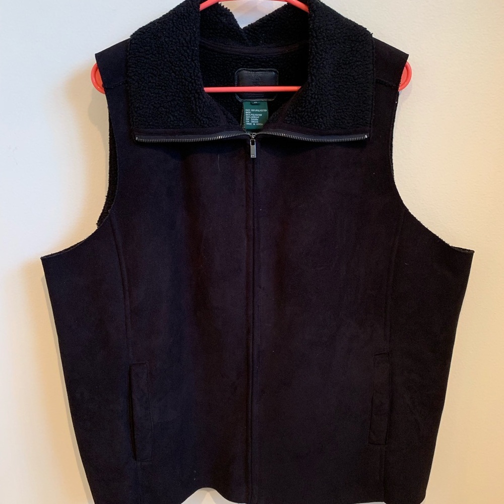 Ralph Lauren suede Sherpa lined vest black 1X